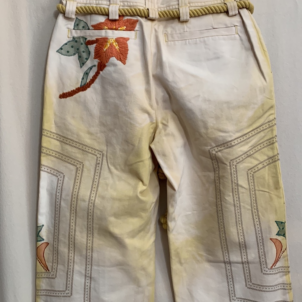 Free People Cream Floral Cropped Embroidered Pants - Picture 10 of 14